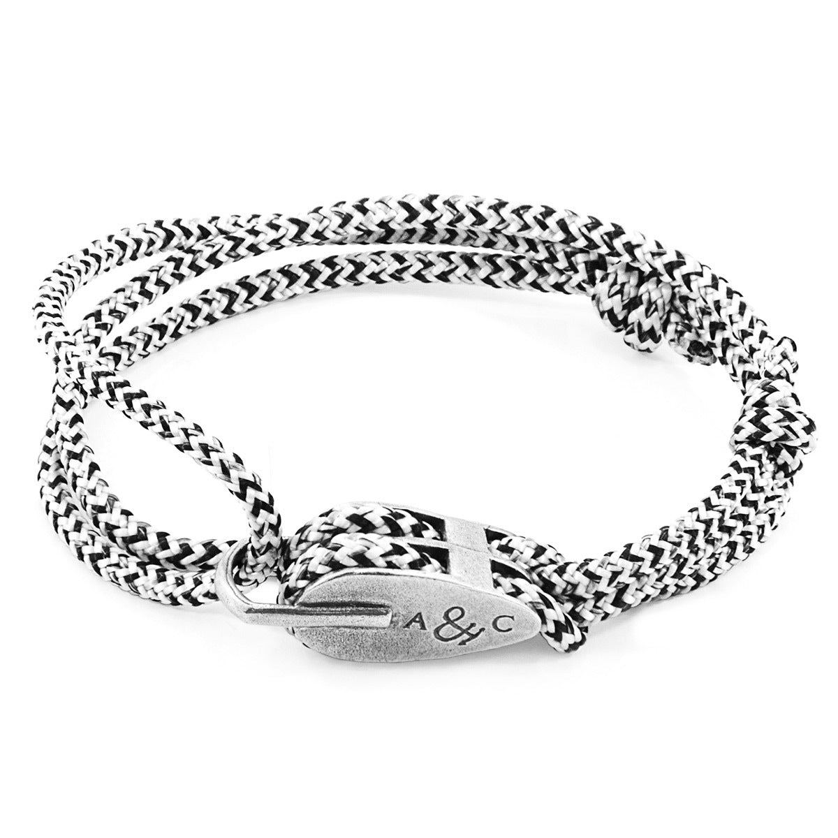 White Noir Tyne Silver and Rope Bracelet: Handcrafted in Great Britain with Marine Grade Polyester and Sterling Silver Pulley Clasp - Jewelry & Watches - Bijou Her -  -  - 