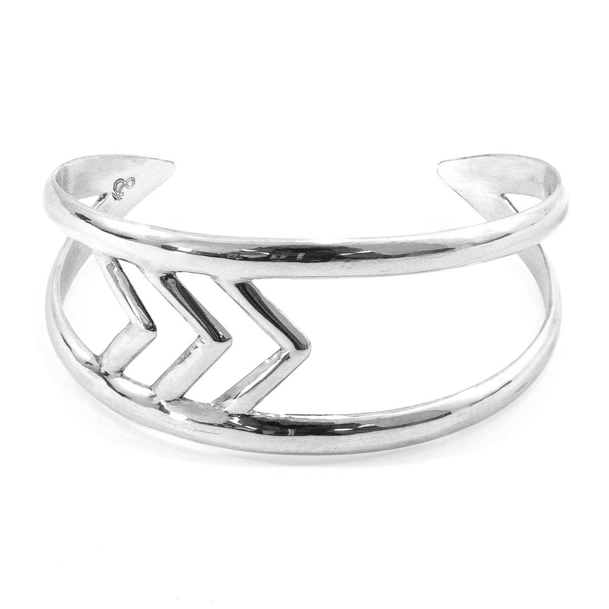 Montanita Maxi Surf Silver Bangle - Handcrafted in Great Britain with Chevron Arrows - Solid .925 Sterling Silver - One Size Fits Most - Jewelry & Watches - Bijou Her -  -  - 