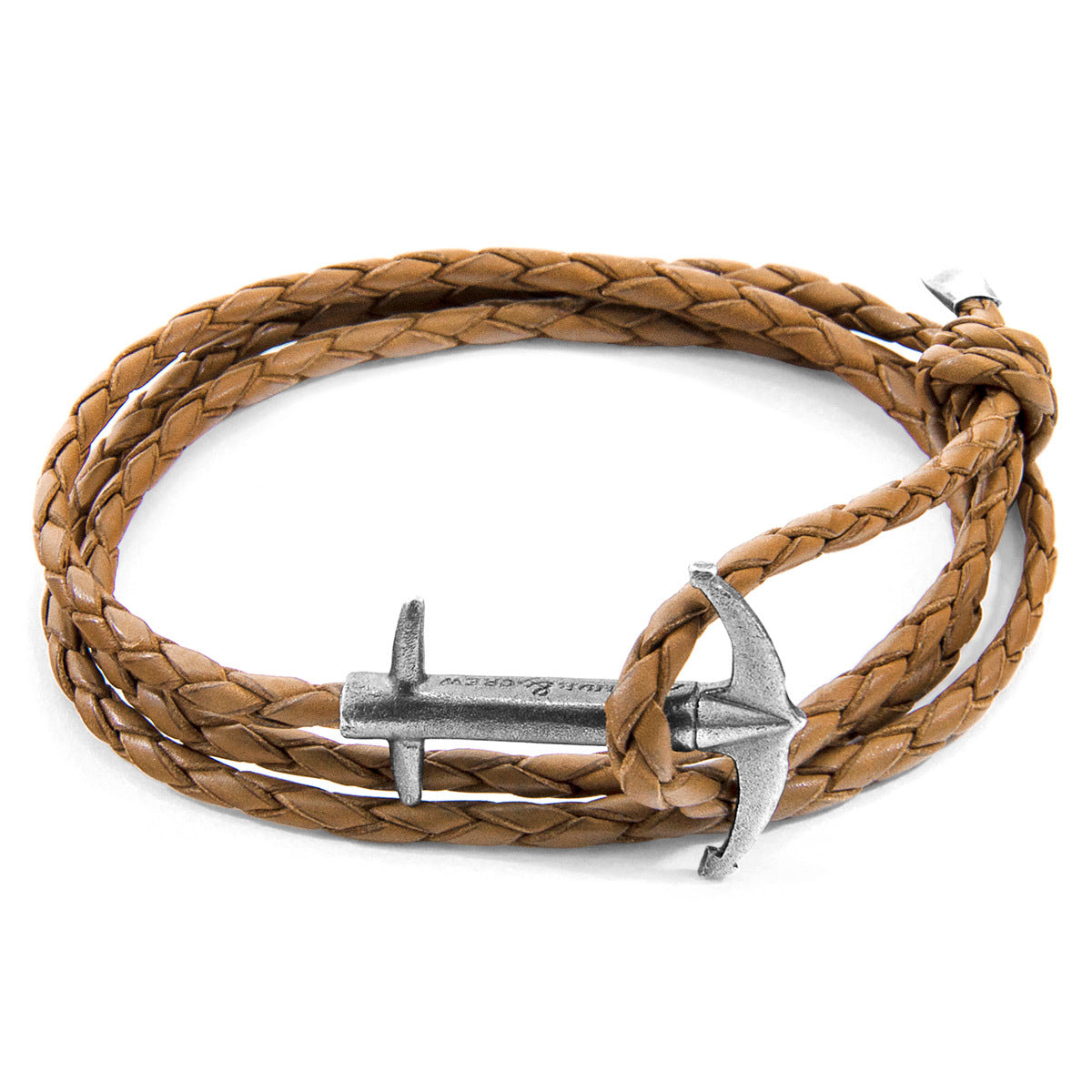 Handcrafted Light Brown Leather & Silver Anchor Bracelet - Jewelry & Watches - Bijou Her -  -  - 