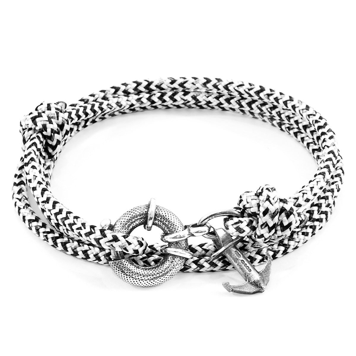 White Noir Clyde Anchor Bracelet - Silver & Rope Jewelry - Jewelry & Watches - Bijou Her -  -  - 