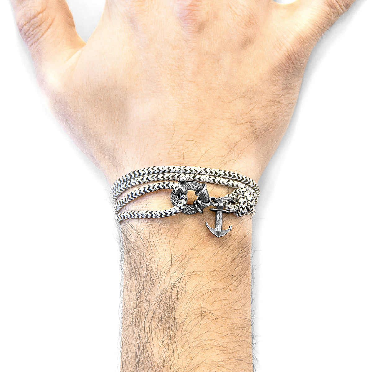 White Noir Clyde Anchor Bracelet - Silver & Rope Jewelry - Jewelry & Watches - Bijou Her -  -  - 