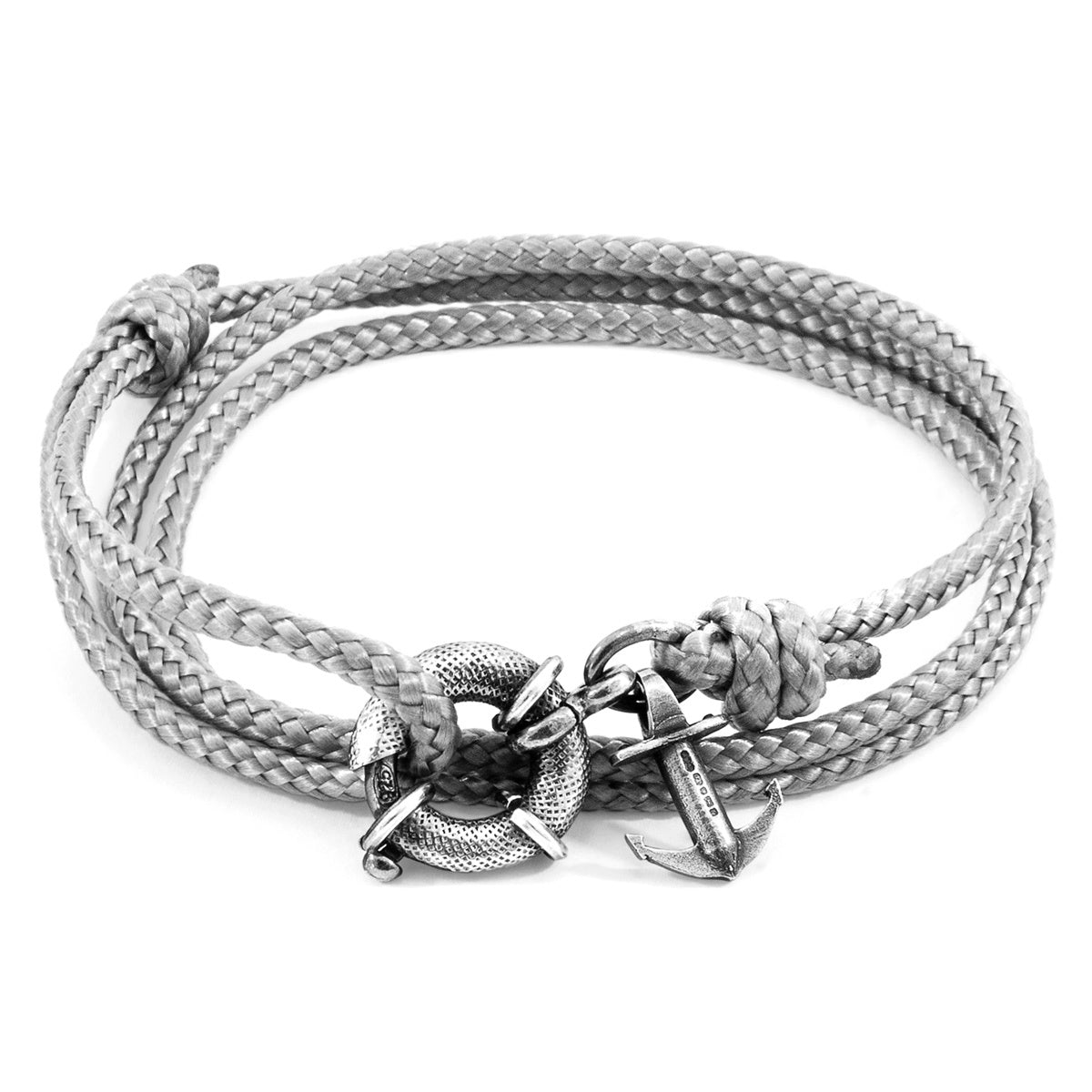 Grey Clyde Anchor Silver and Rope Bracelet: Handcrafted in Great Britain with Marine Grade Polyester and Sterling Silver Clasp - Jewelry & Watches - Bijou Her -  -  - 