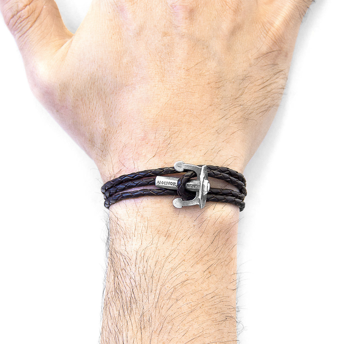 Handcrafted Dark Brown Leather & Silver Anchor Bracelet - Jewelry & Watches - Bijou Her -  -  - 