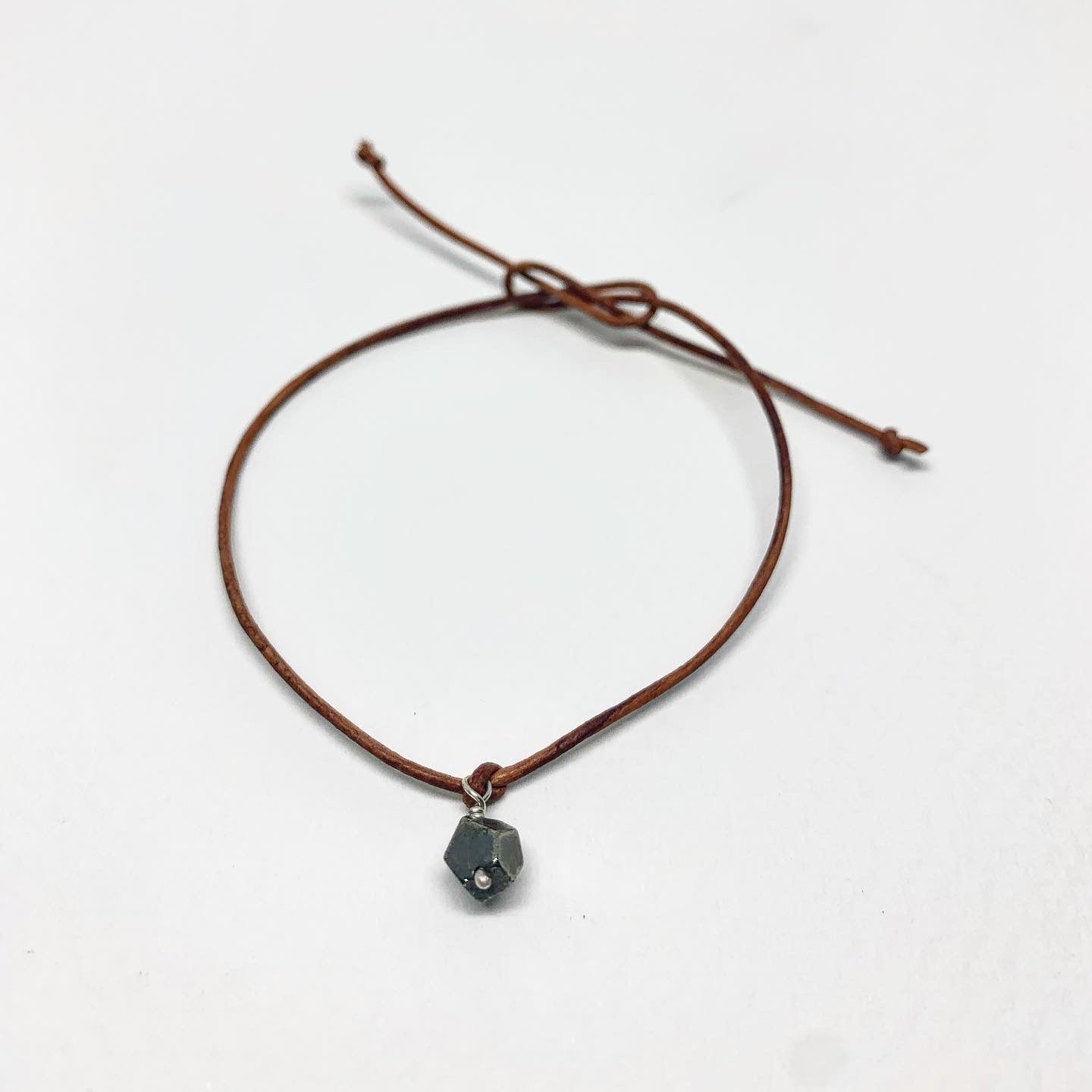 Pyrite Charm Bracelet - Handmade Leather Wish Bracelet for Protection and Joy - Jewelry & Watches - Bijou Her -  -  - 