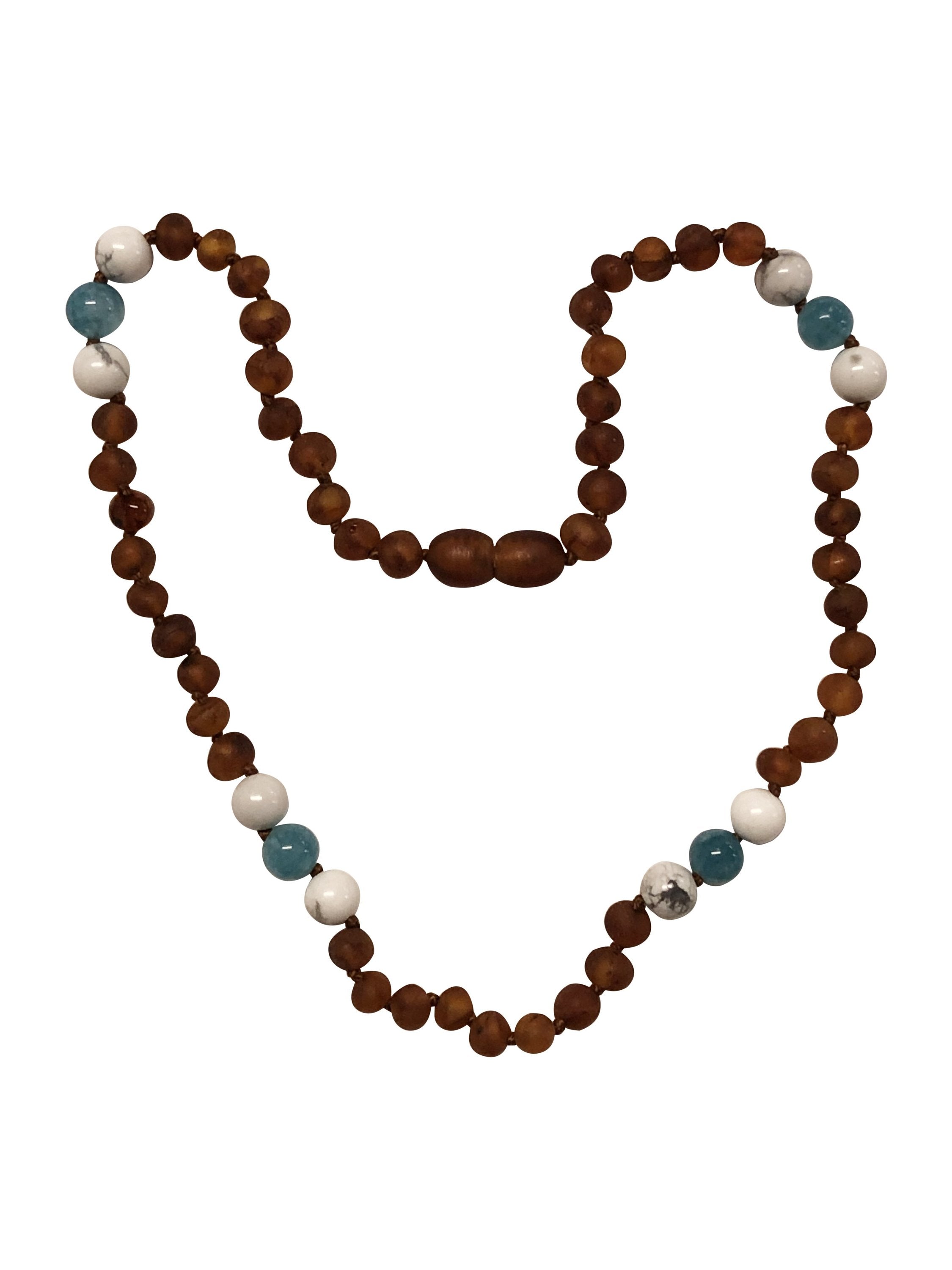 Howlite/Aquamarine Amber Necklace for Kids: Immune Boosting & Healing Properties - Jewelry & Watches - Bijou Her -  -  - 