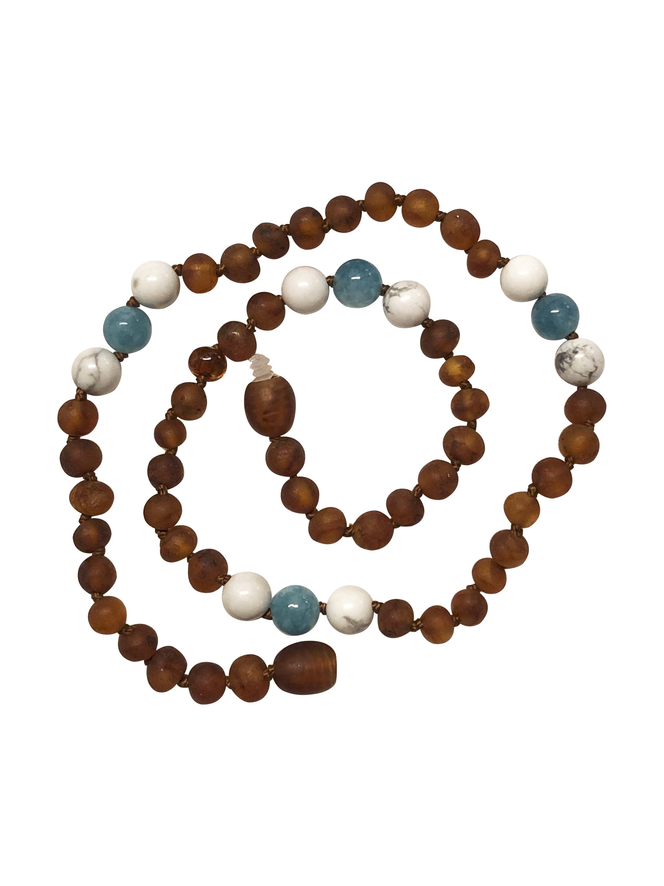 Howlite/Aquamarine Amber Necklace for Kids: Immune Boosting & Healing Properties - Jewelry & Watches - Bijou Her -  -  - 