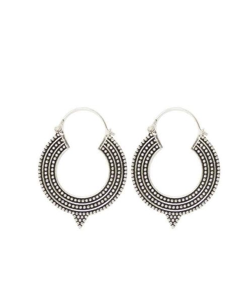 Patterned Aztec Hoop Earrings - Detailed Brass and Silver Design - Jewelry & Watches - Bijou Her - Title -  - 