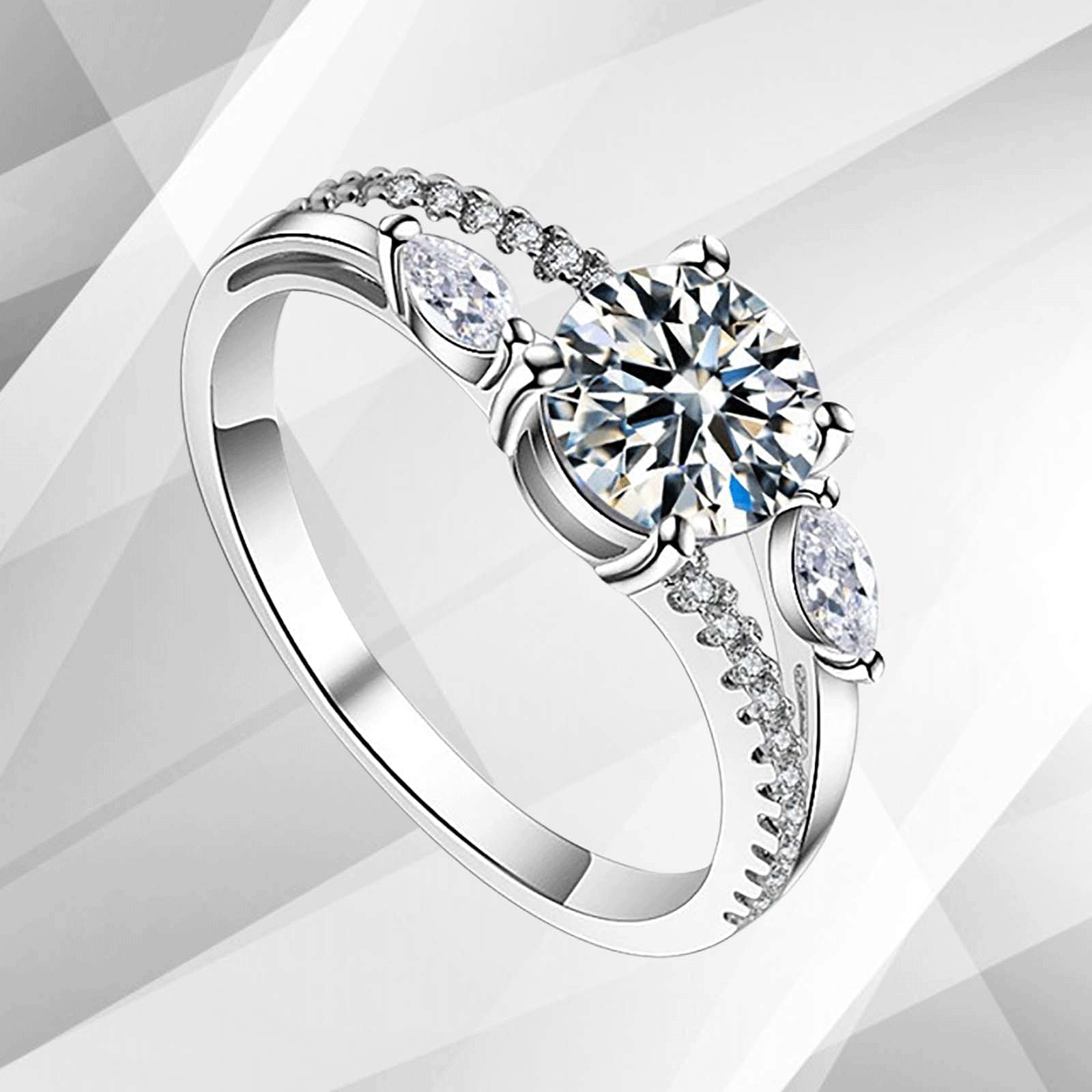 Nature-Inspired CZ Engagement Ring | 2.50Ct Stone | Prong and Channel Settings - Jewelry & Watches - Bijou Her -  -  - 