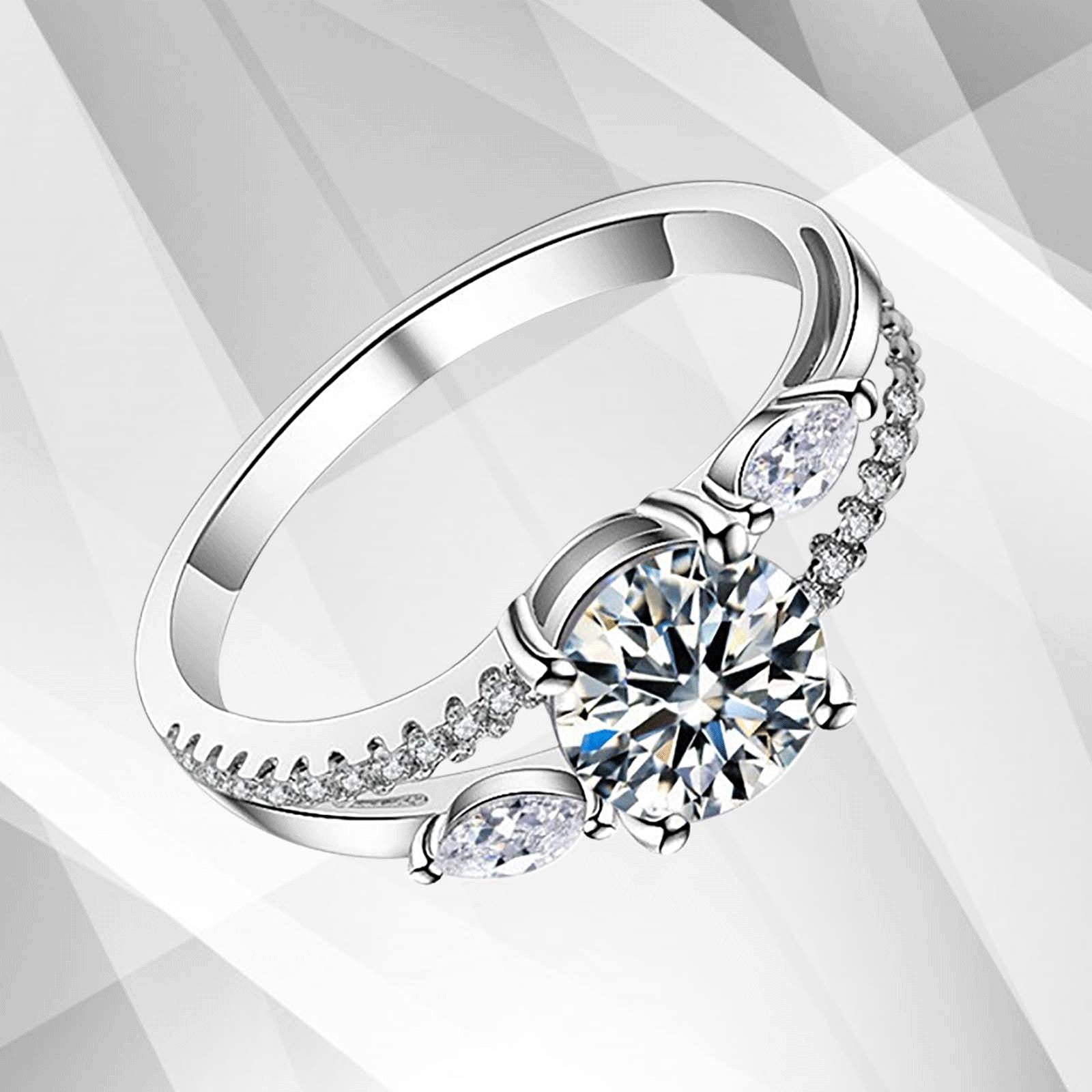 Nature-Inspired CZ Engagement Ring | 2.50Ct Stone | Prong and Channel Settings - Jewelry & Watches - Bijou Her -  -  - 