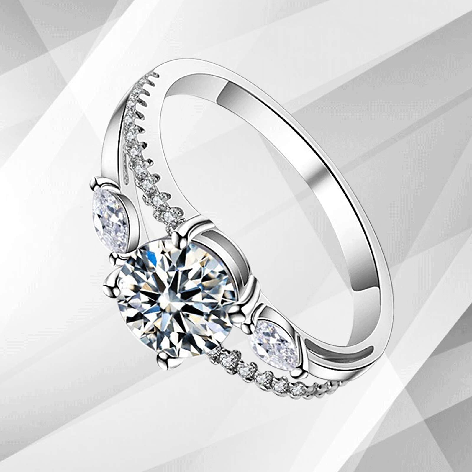 Nature-Inspired CZ Engagement Ring | 2.50Ct Stone | Prong and Channel Settings - Jewelry & Watches - Bijou Her -  -  - 