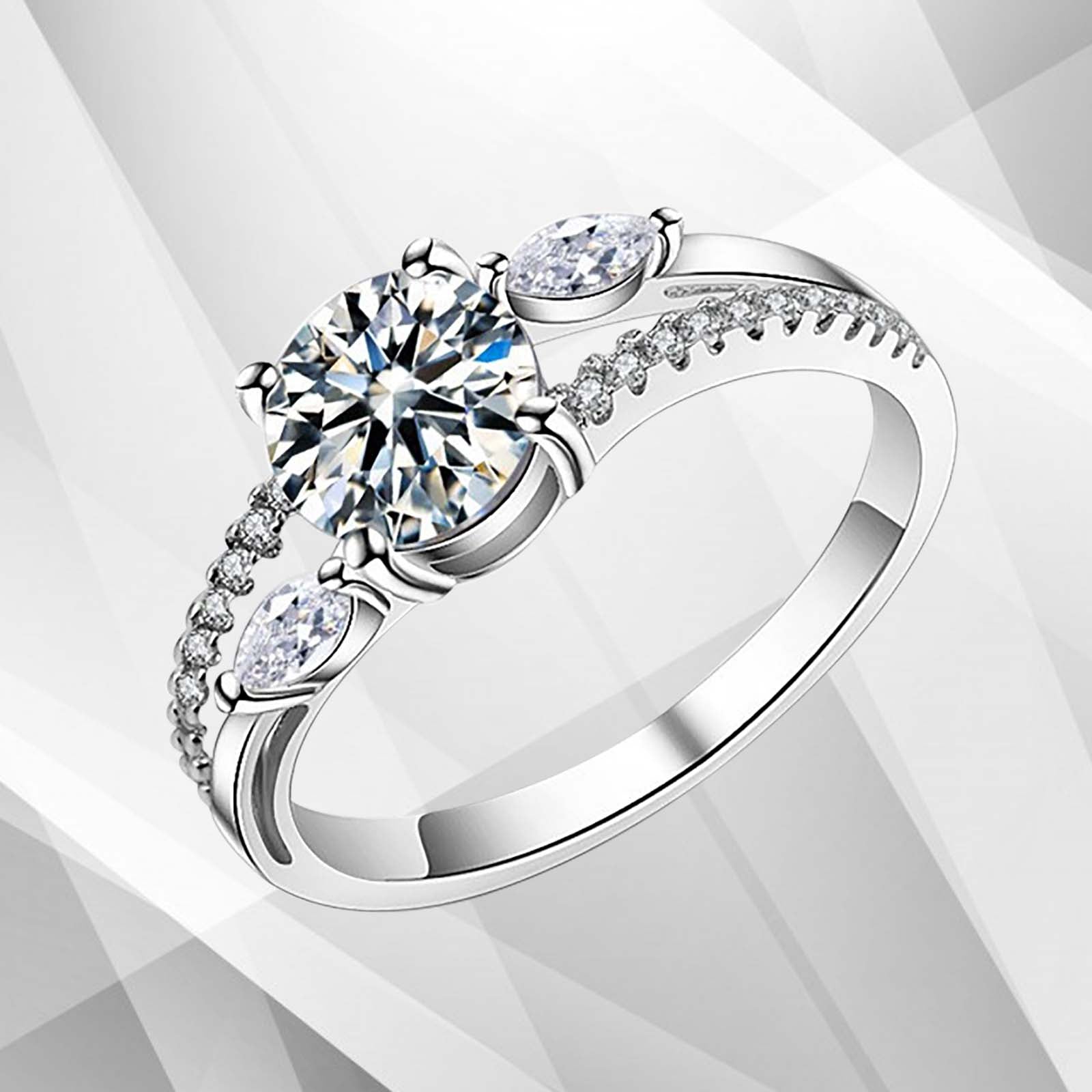 Nature-Inspired CZ Engagement Ring | 2.50Ct Stone | Prong and Channel Settings - Jewelry & Watches - Bijou Her -  -  - 