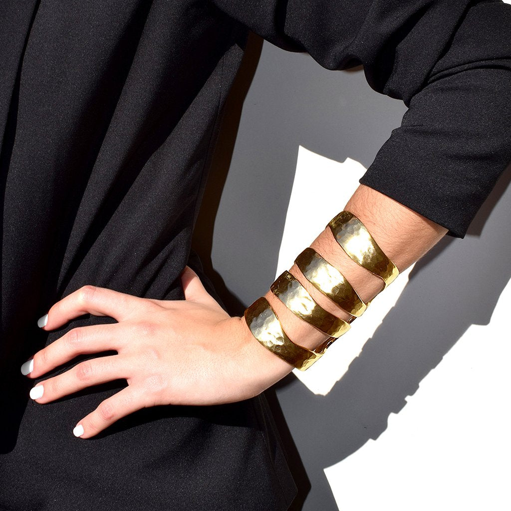 Hand-Made Cut-Out Textured Metal Cuff | Adjustable Bracelet for Women | Most Popular Statement Piece - Bracelets - Bijou Her -  -  - 