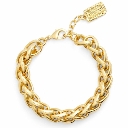 Interlocked Link Bracelet - Hypoallergenic Pewter with 24K Gold or Sterling Silver Plating - 7" Length - Stackable for Arm Party - Bracelets - Bijou Her - Available Colors -  - 