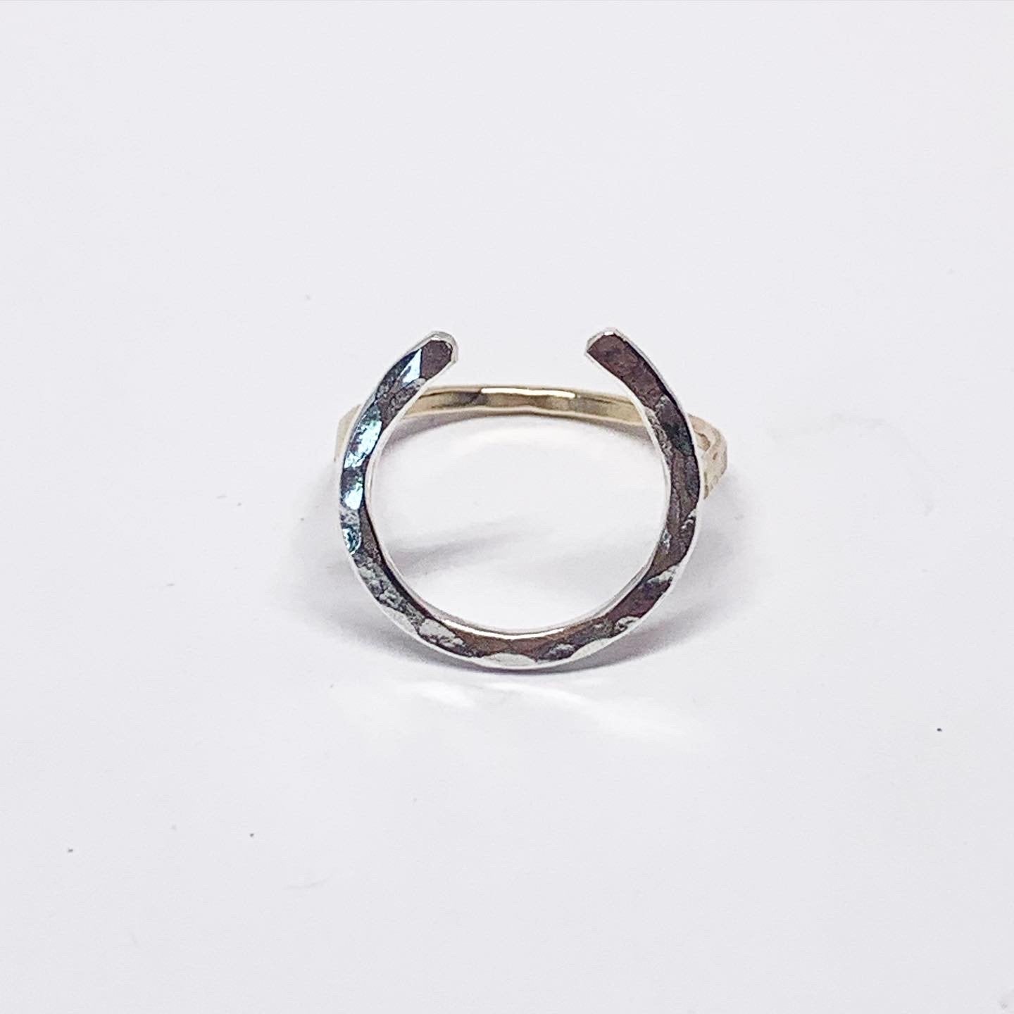 Handmade Lucky Horseshoe Ring - Two Toned Metal Options - Jewelry & Watches - Bijou Her -  -  - 