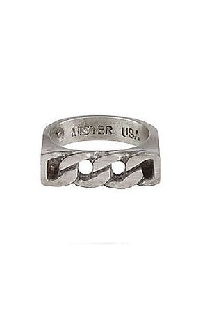 Men's Statement Ring with 14K White Gold Plating and Curb Link Design - Perfect Father's Day Gift - Jewelry & Watches - Bijou Her -  -  - 