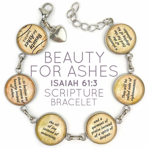 Isaiah 61:3 Scripture Charm Bracelet - Handcrafted Glass Charms - Bracelets - Bijou Her - Dangling Charm -  - 