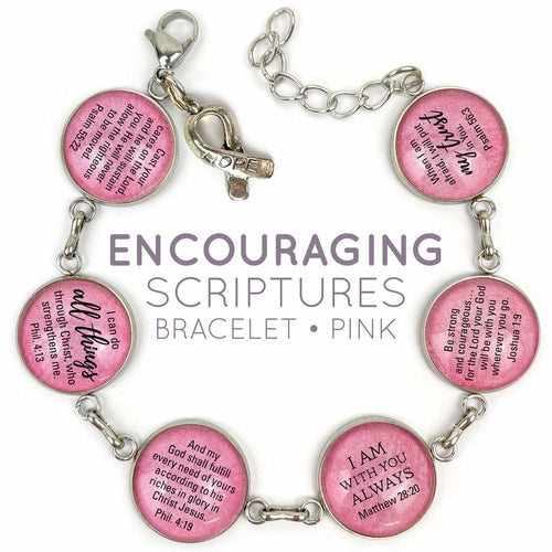 Hope & Encouragement Scripture Bracelet – Glass Charm Stainless Steel - Bracelets - Bijou Her - Color - Dangling Charm - 