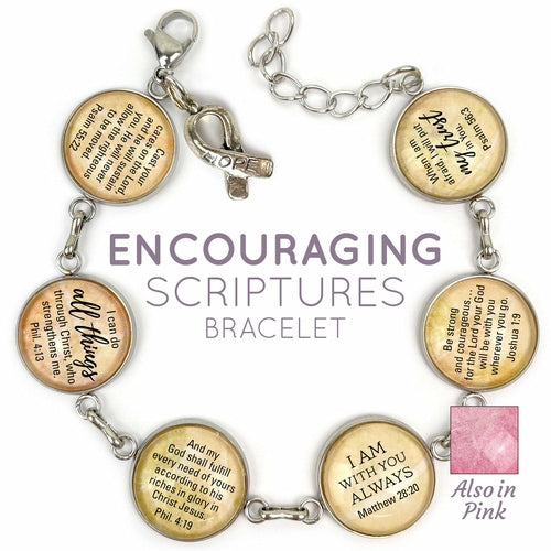 Hope & Encouragement Scripture Bracelet – Glass Charm Stainless Steel - Bracelets - Bijou Her - Color - Dangling Charm - 