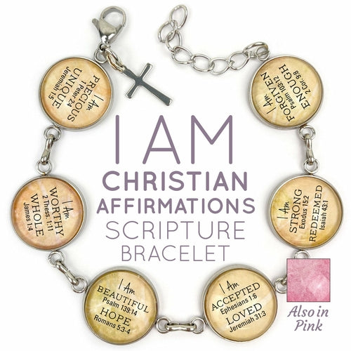 I AM Strong, Unique, Beautiful, Worthy, Loved, Enough – Christian - Bracelets - Bijou Her - Color - Dangling Charm - 