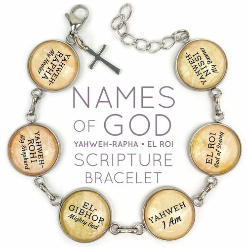 Names of GOD Scripture Bracelets - Stainless Steel Hebrew Religious - Bracelets - Bijou Her - Bracelet - Dangling Charm - 