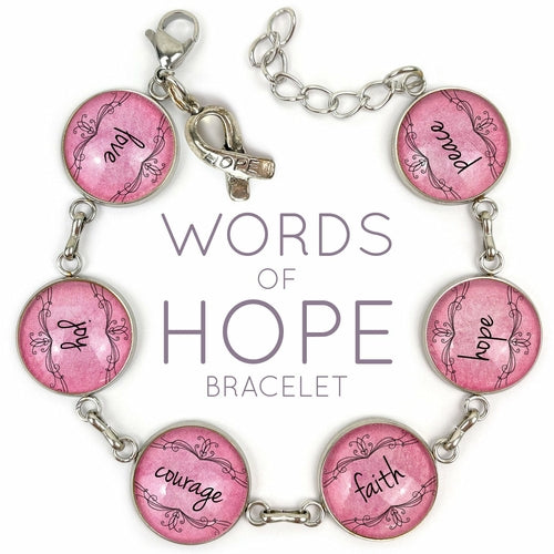 Love, Joy, Courage, Faith, Hope, Peace - Words of Hope Glass Charm - Bracelets - Bijou Her - Color - Dangling Charm - 