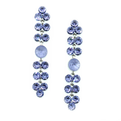 Ocean-Inspired Swarovski Crystal Earrings - Hypoallergenic Silver Tone Alloy - 2.75" x 0.25" - Free Shipping - Earrings - Bijou Her - Color -  - 