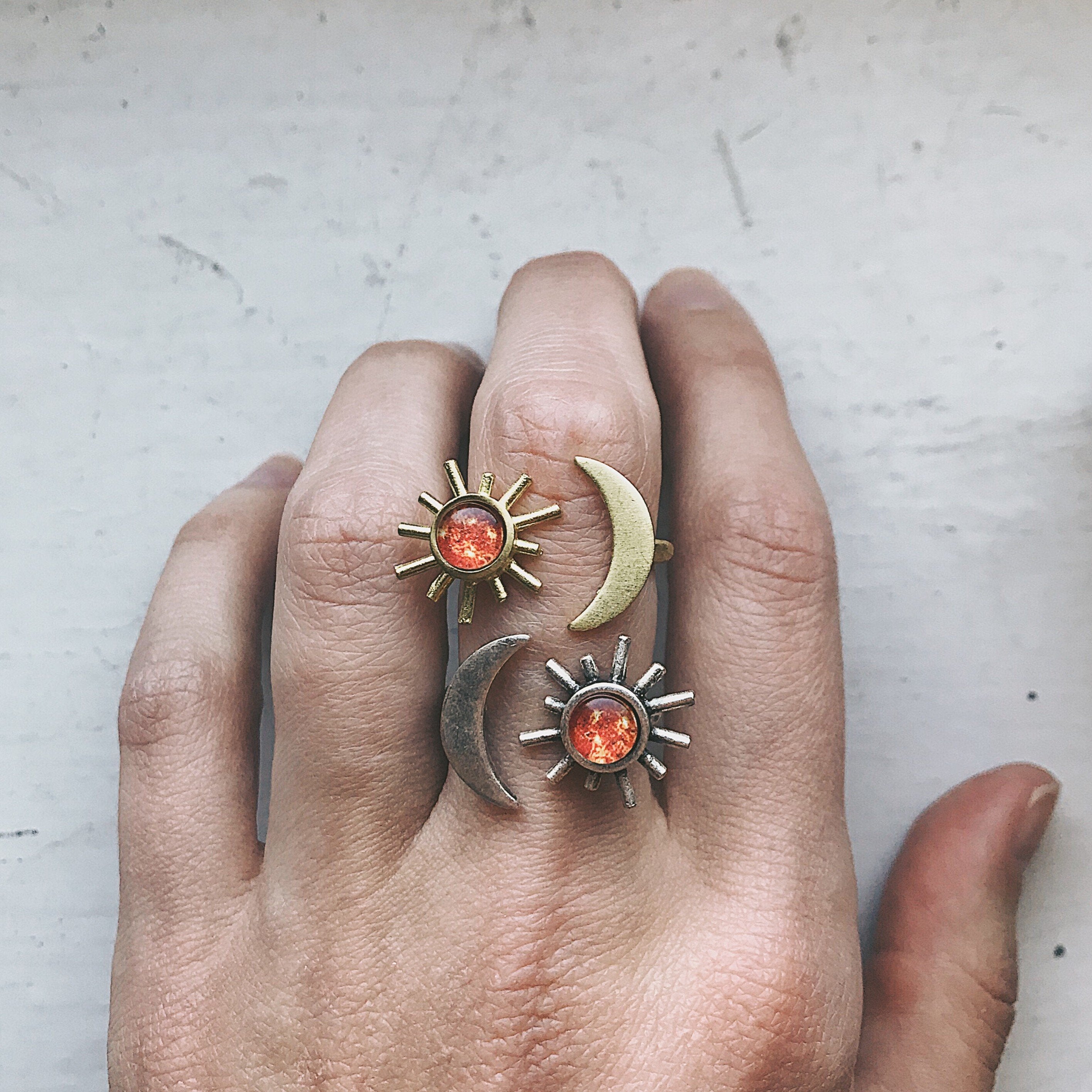 Sun and Moon Sculptural Statement Ring - Jewelry & Watches - Bijou Her -  -  - 