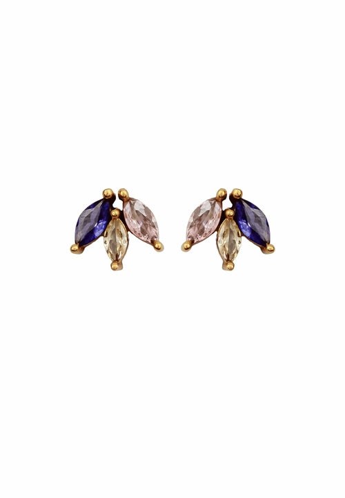 Zirconia Stone Fontana Earrings - 18K Gold-Plated & Hypoallergenic - Jewelry & Watches - Bijou Her - Color -  - 