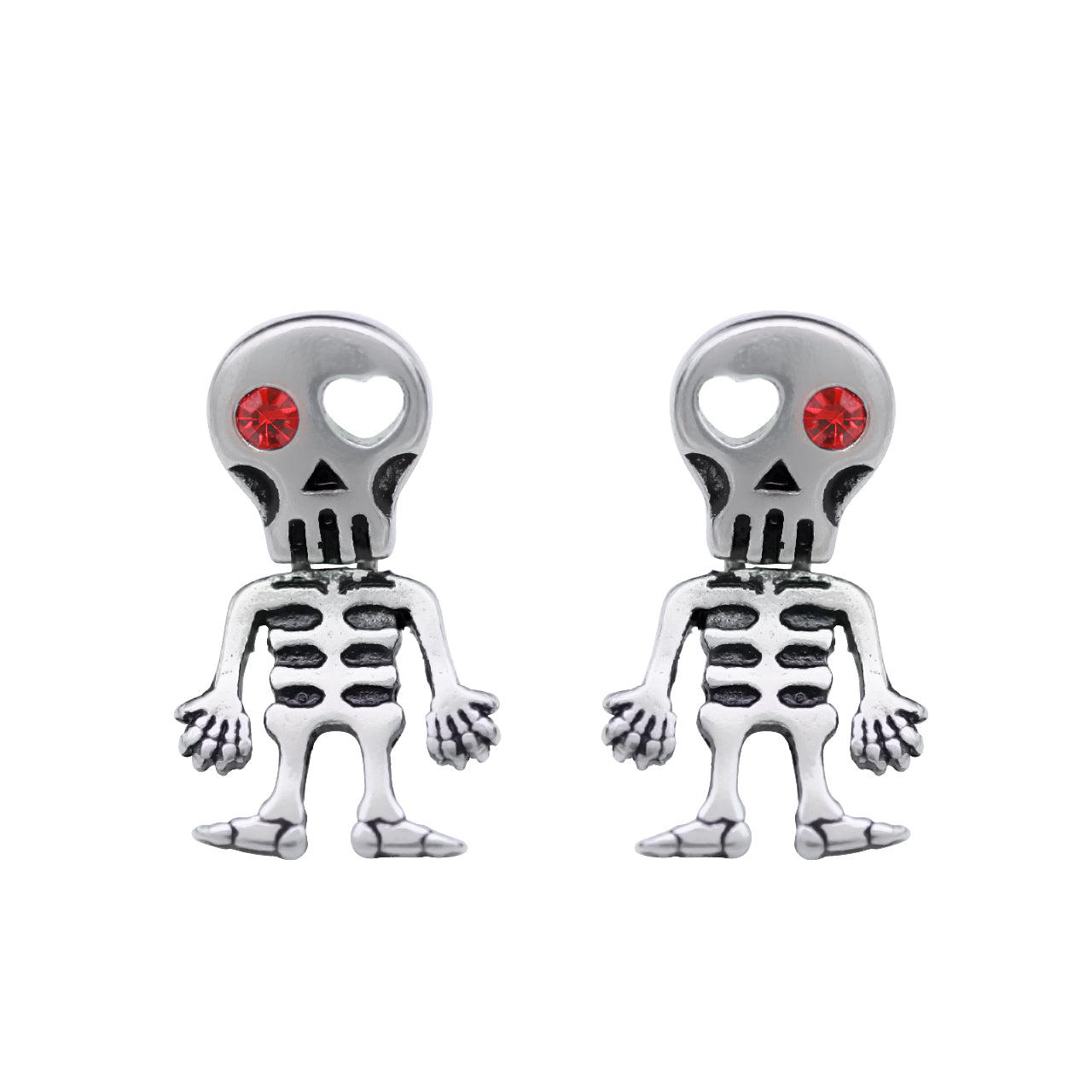 Red Eye Skeleton Earrings: Sparkling Swarovski Crystal Adornments in Stainless Steel - Jewelry & Watches - Bijou Her -  -  - 