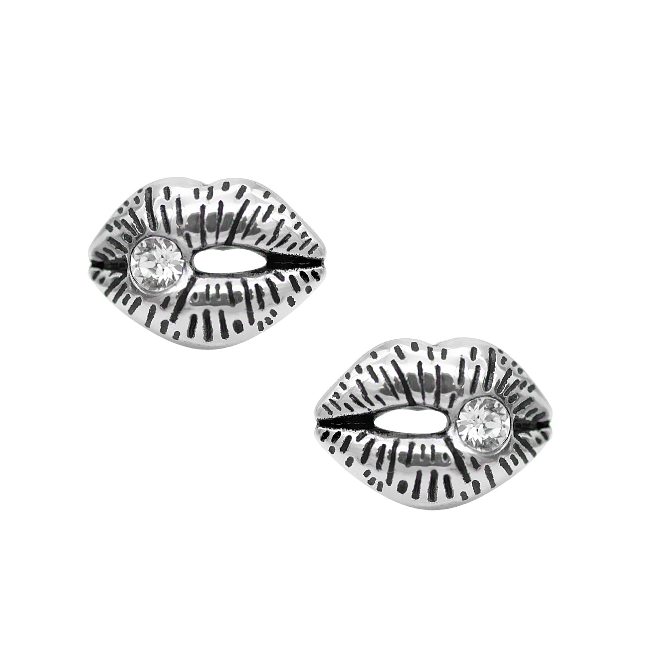 Icy Lips Earrings: Stainless Steel with Swarovski Crystals - Jewelry & Watches - Bijou Her -  -  - 