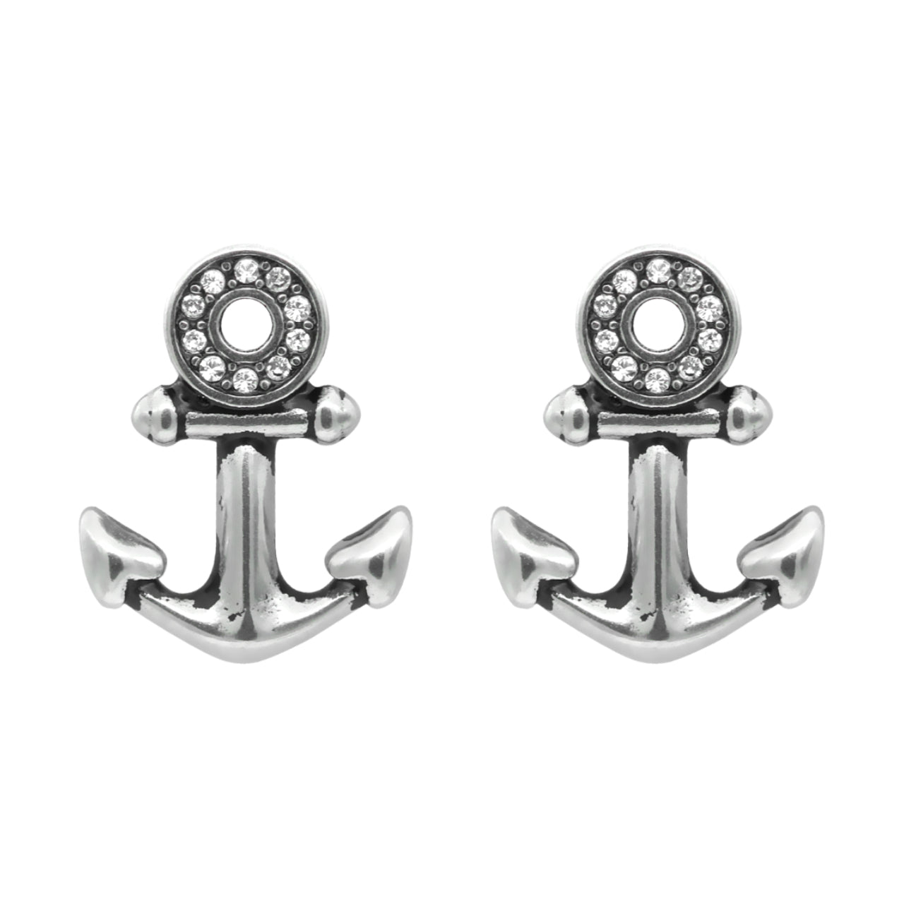 Sparkling Eye Anchor Earrings: Nautical Style with Swarovski Crystals - Jewelry & Watches - Bijou Her -  -  - 