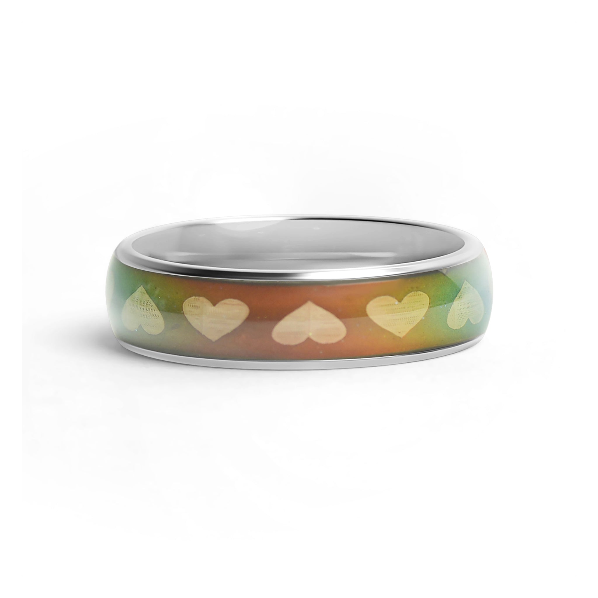 Hearts Stainless Steel Mood Ring - Reflects Your Emotions with Color-changing Band - Jewelry & Watches - Bijou Her -  -  - 