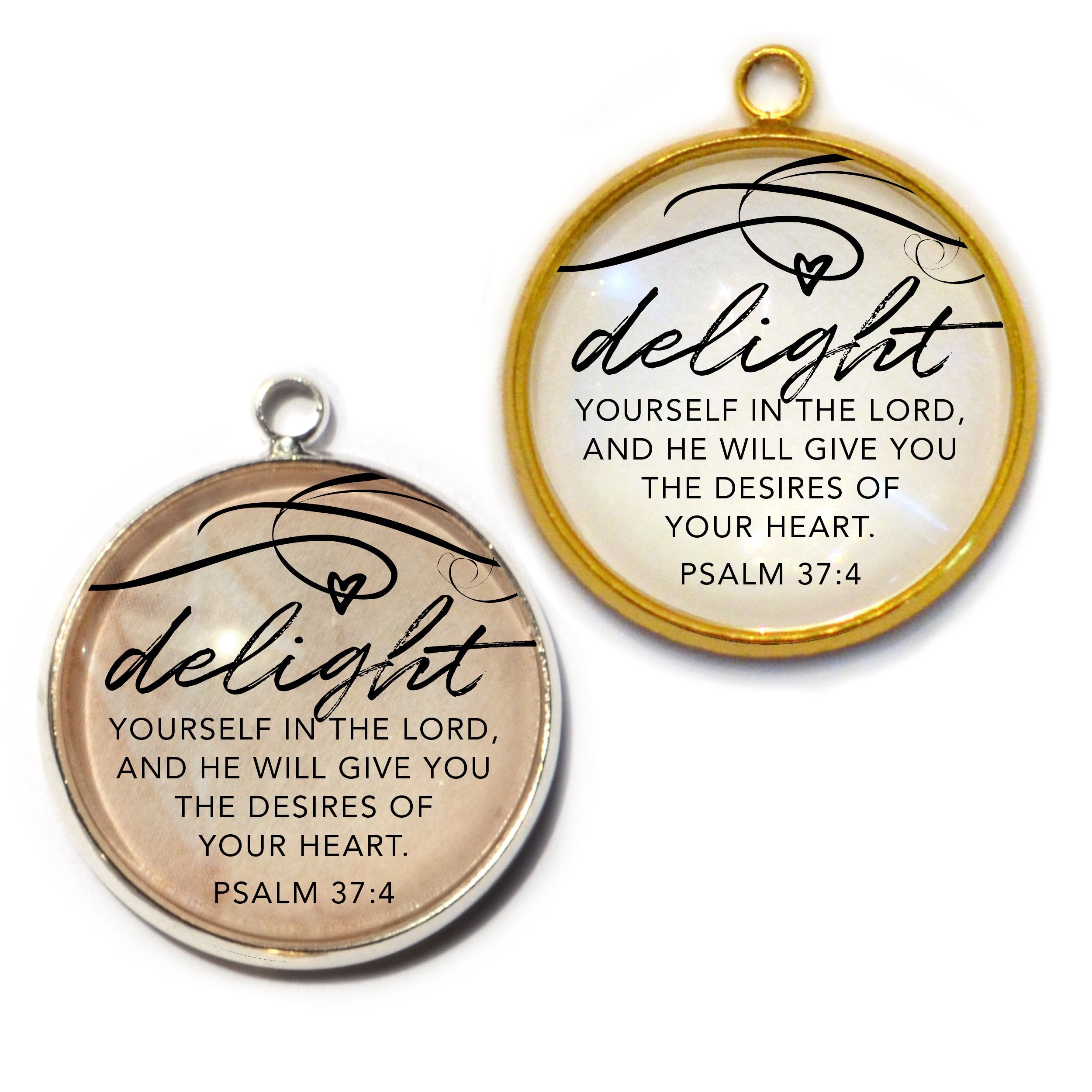 Psalm 37:4 Scripture Charm for DIY Jewelry - Delight Yourself in the Lord - Pendants, Stones & Charms - Bijou Her -  -  - 