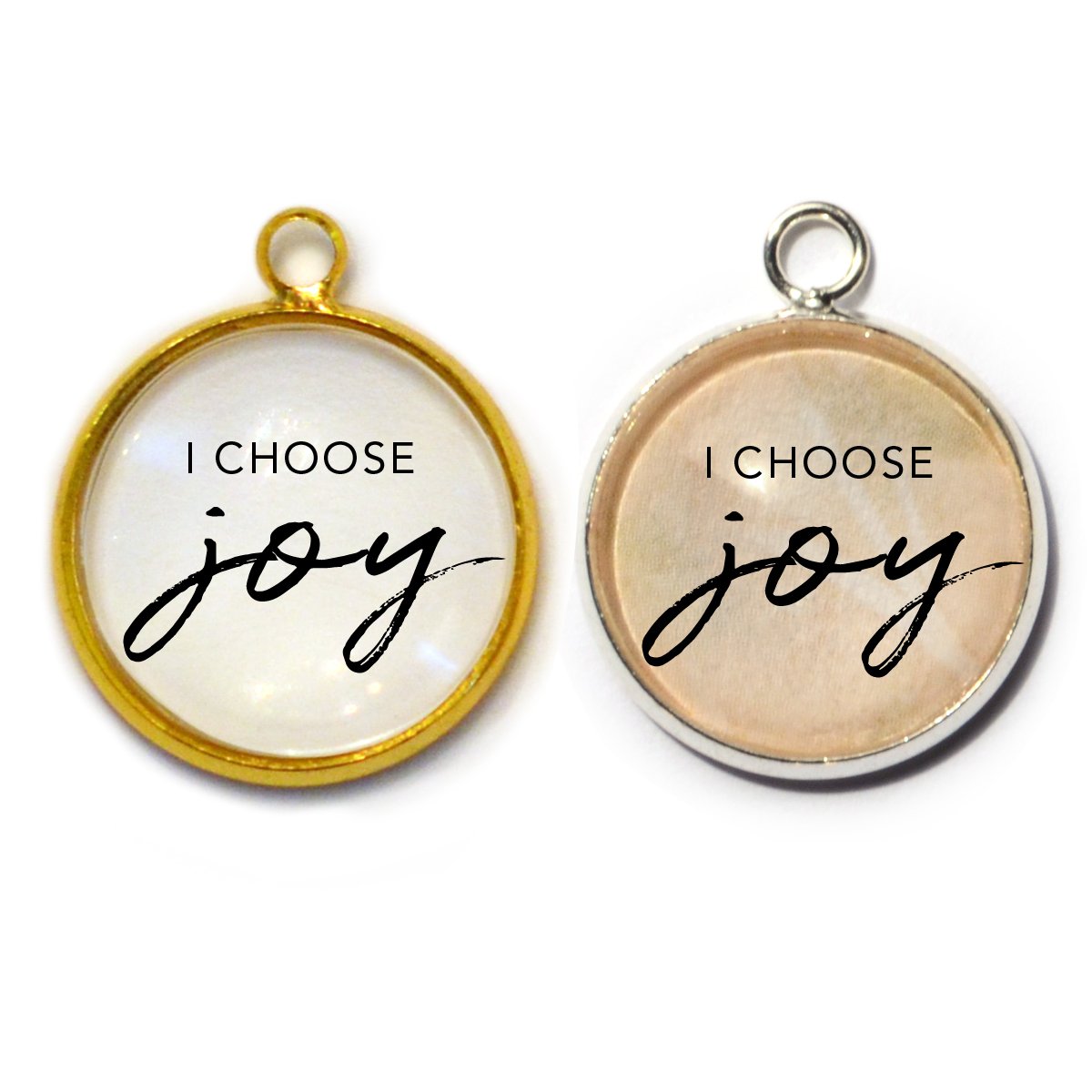 I Choose Joy Glass Charms for DIY Jewelry Making - 16mm or 20mm Silver Bezels - Pendants, Stones & Charms - Bijou Her -  -  - 