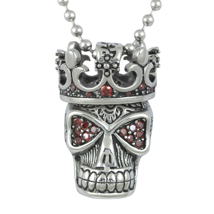 Red Fire Skull with Crown Necklace - Jewelry & Watches - Bijou Her -  -  - 