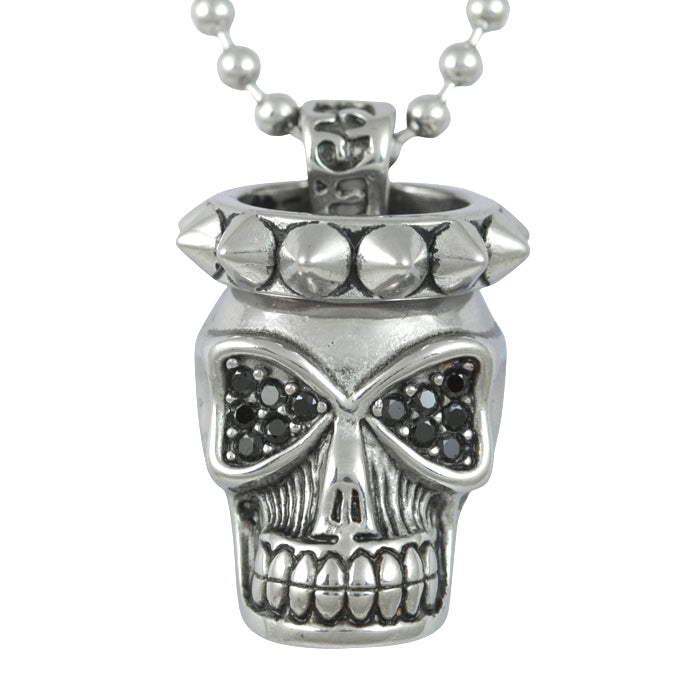 Stainless Steel Skull and Spikes Pendant Necklace - Edgy Fashion Accessory - Jewelry & Watches - Bijou Her -  -  - 