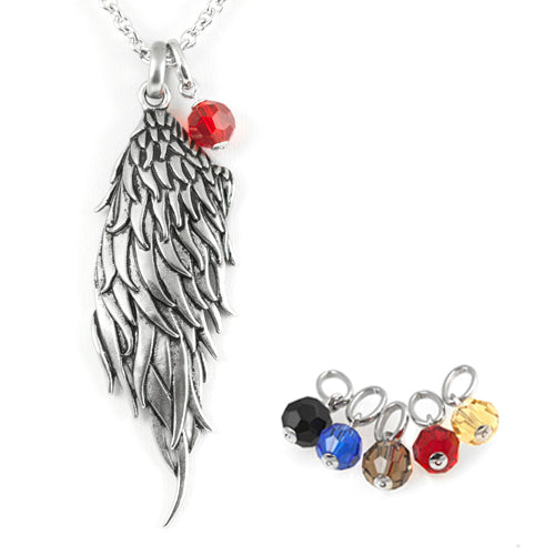 Stainless Steel Dark Angel Wing Necklace with Colorful Charms - Fashion Pendant - Jewelry & Watches - Bijou Her -  -  - 