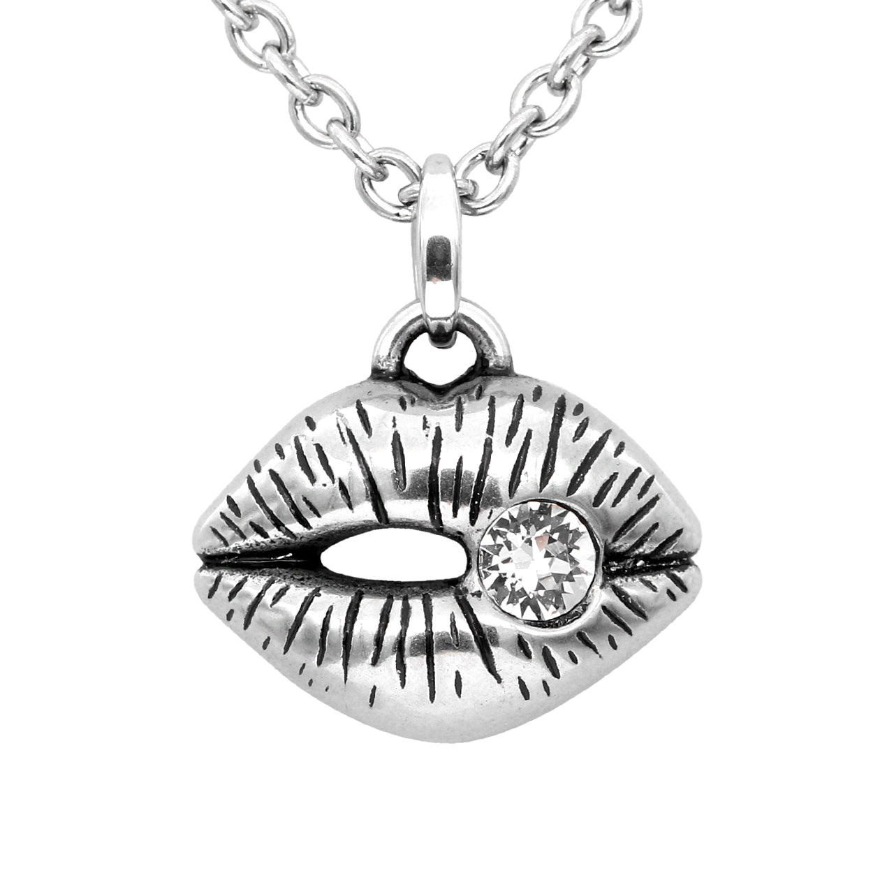 Icy Lips Petite Necklace with Swarovski Crystal - Seductive and Cool - Jewelry & Watches - Bijou Her -  -  - 