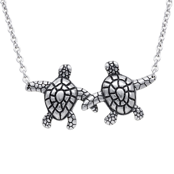 Turtle Companionship Pendant Necklace: Stainless Steel Jewelry for Bonded Sea Lovers - Jewelry & Watches - Bijou Her -  -  - 
