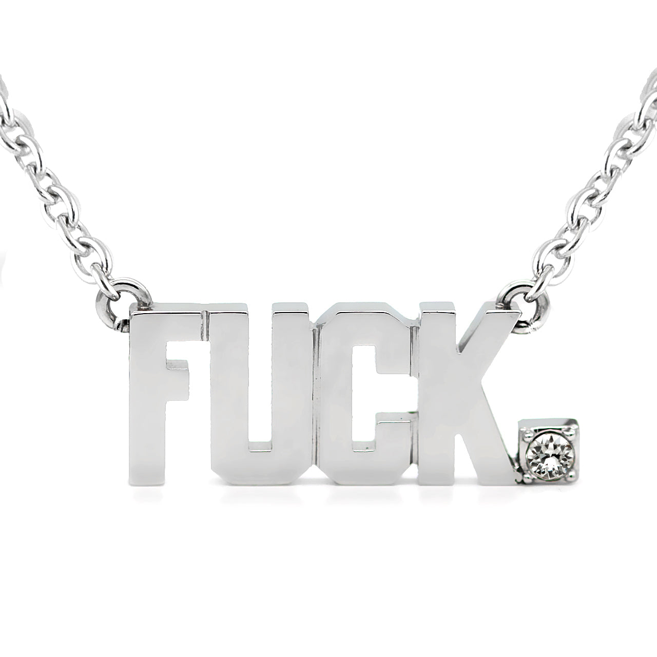 Swarovski Crystal "FUCK" Pendant Necklace - Stainless Steel Jewelry Accessory - Jewelry & Watches - Bijou Her -  -  - 