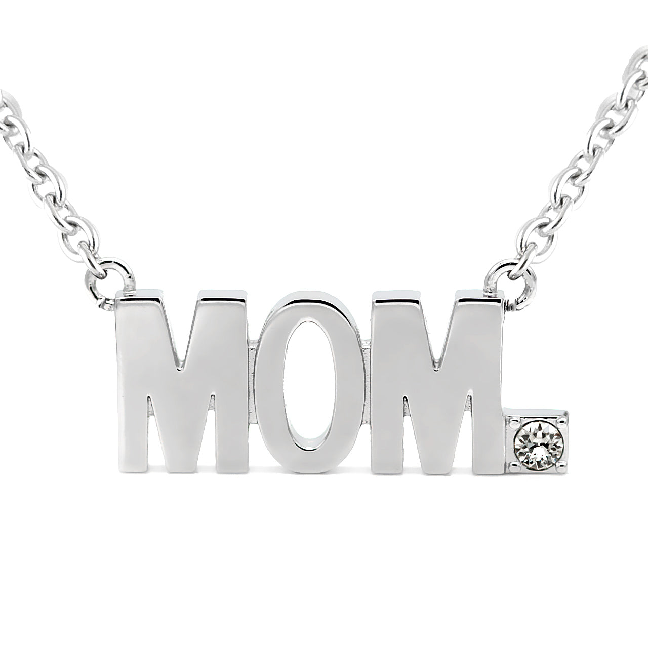 Stainless Steel "MOM" Necklace with Swarovski Crystal Pendant - Jewelry & Watches - Bijou Her -  -  - 