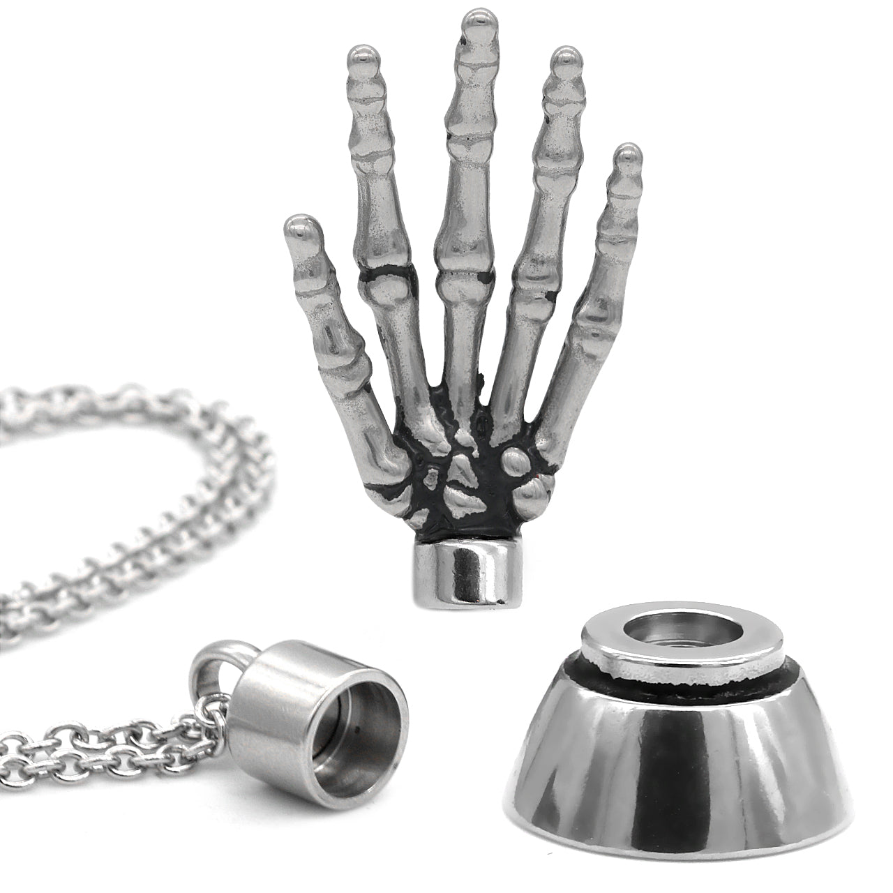 Stainless Steel Skeleton Hand Necklace with Magnetic Ornament - Unique Accessory for Fun Nights Out - Jewelry & Watches - Bijou Her -  -  - 