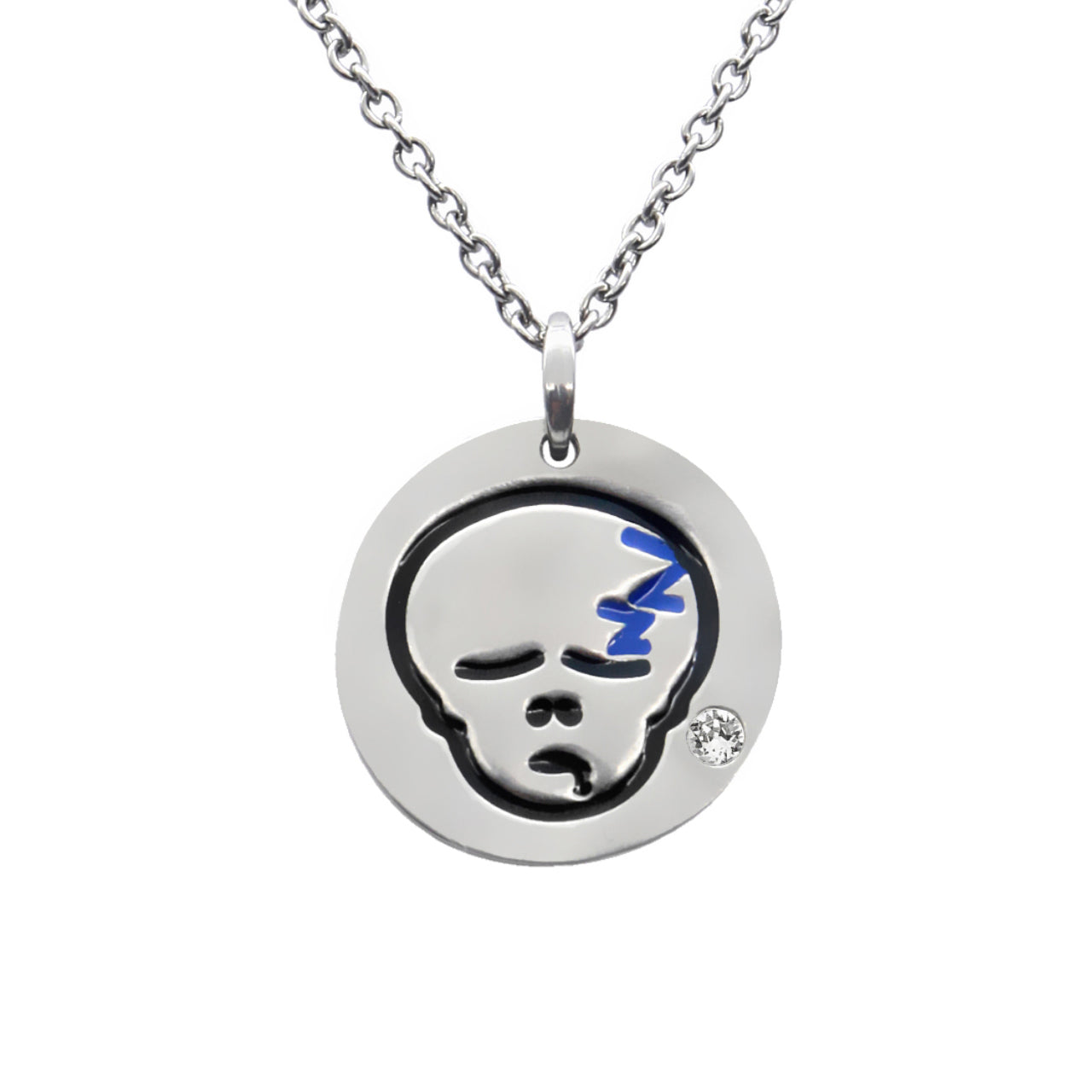 Sleepy Skull Emoji Necklace with Swarovski Crystal - Stainless Steel Pendant Jewelry - Jewelry & Watches - Bijou Her -  -  - 