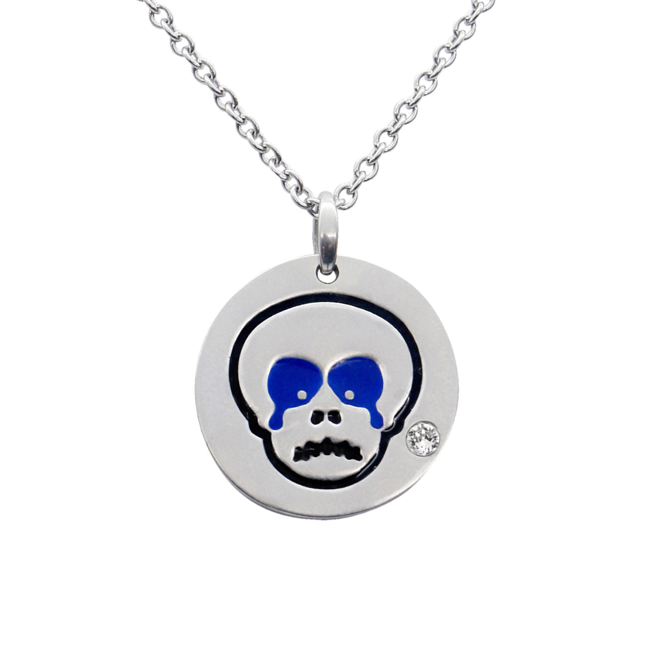 Sad Skull Emoji Necklace with Swarovski Crystal: A Fashionable Pendant for Blue Days - Jewelry & Watches - Bijou Her -  -  - 