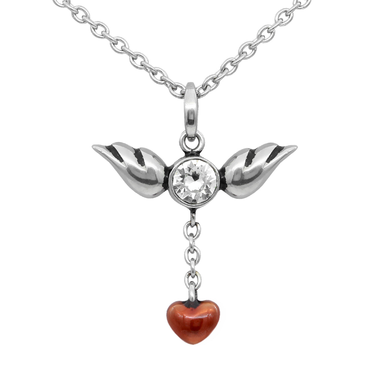 Heart and Wings Necklace - Love Takes Flight with Swarovski Crystal Pendant - Jewelry & Watches - Bijou Her -  -  - 