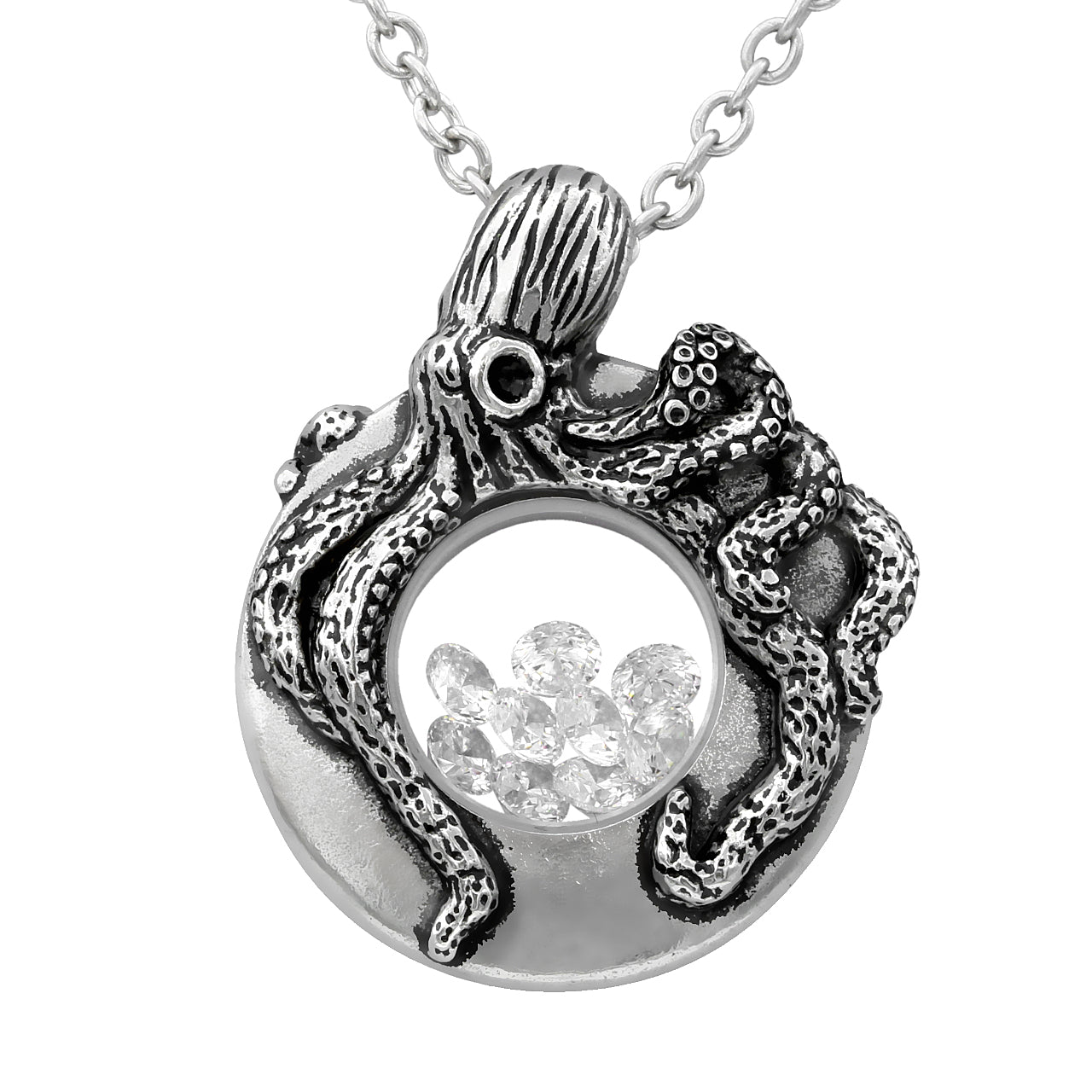 Kraken Swarovski Crystal Necklace - Stainless Steel Pendant with Adjustable Chain - Jewelry & Watches - Bijou Her -  -  - 