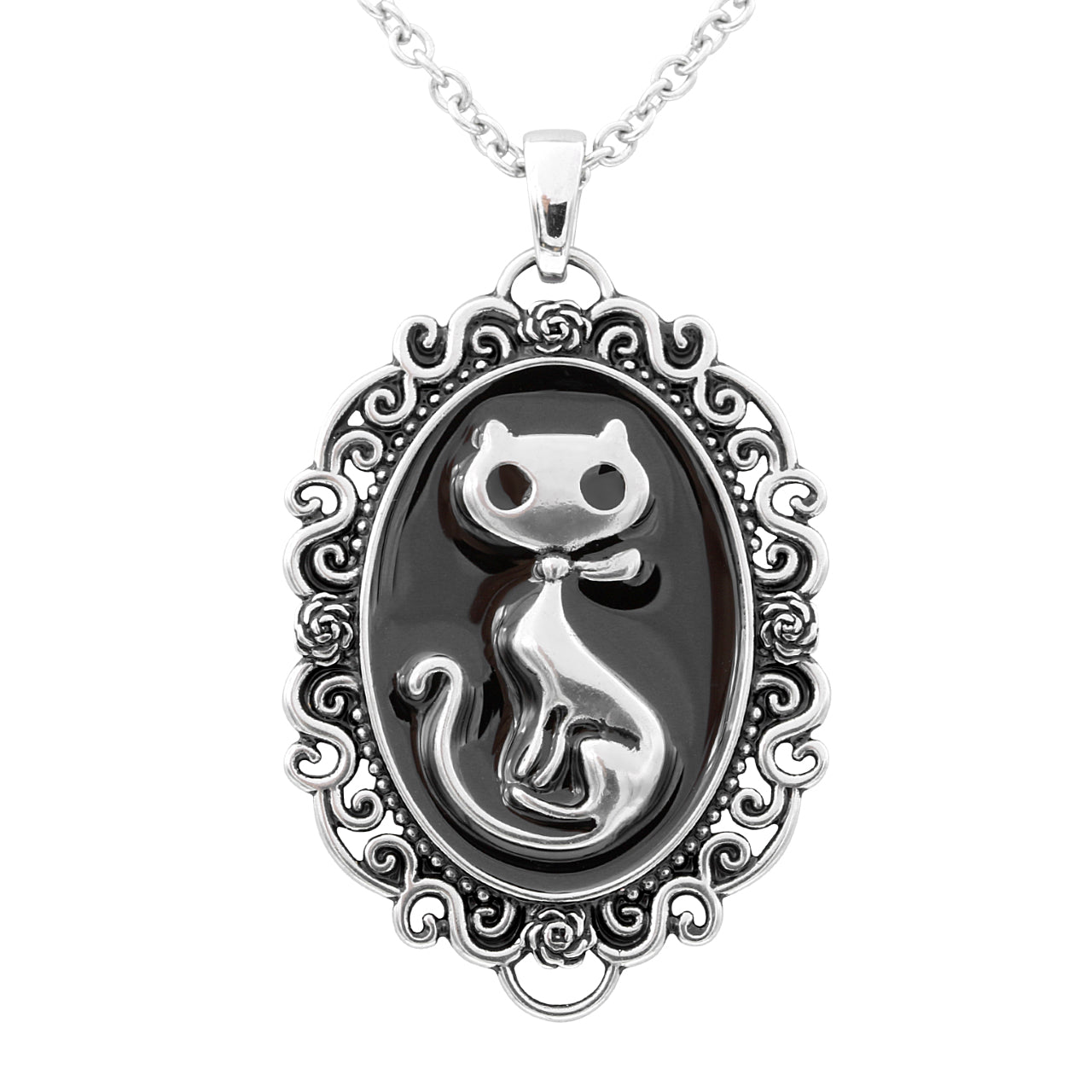 Stainless Steel Cat Silhouette Pendant Necklace - Fashionable Animal-Lover Jewelry - Jewelry & Watches - Bijou Her -  -  - 