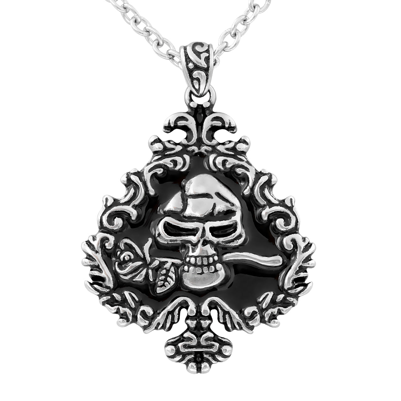 Skull and Rose Ivy Spade Necklace - Jewelry & Watches - Bijou Her -  -  - 