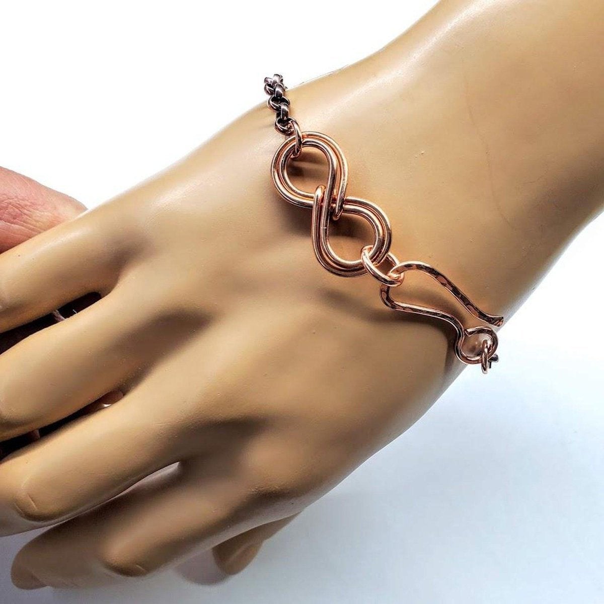 Handcrafted Copper Double Infinity Bracelet for Him and Her - Rustic Style, Available in 3 Sizes - Bracelets - Bijou Her -  -  - 
