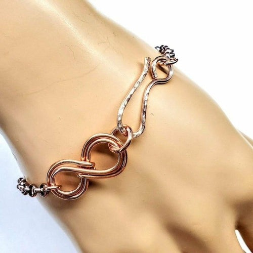 Handcrafted Copper Double Infinity Bracelet for Him and Her - Rustic Style, Available in 3 Sizes - Bracelets - Bijou Her - Size -  - 